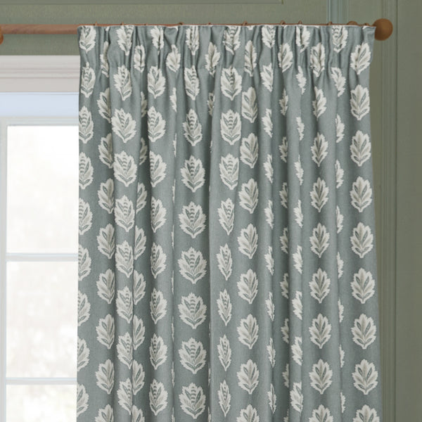 Sessile Leaf 228x228 Pencil Pleat Curtains Delph Blue - view 4