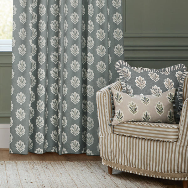 Sessile Leaf 228x228 Pencil Pleat Curtains Delph Blue - view 5