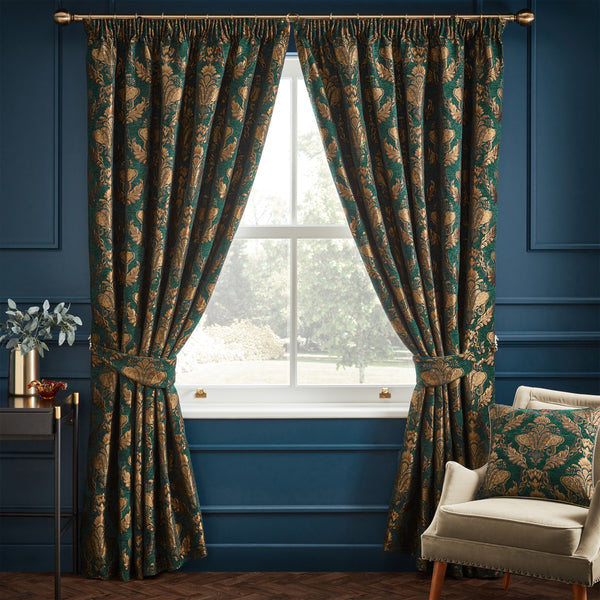 Shiraz Curtain 66x90 Pencil Pleat Curtains Emerald