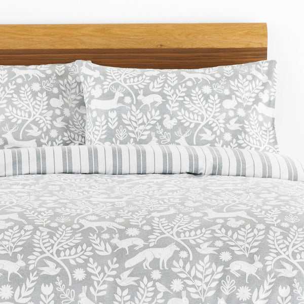 Skandi Woodland Super King Size Duvet Set Grey - Riva
