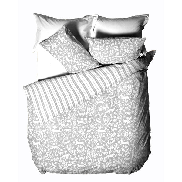 Skandi Woodland Super King Size Duvet Set Grey - Riva