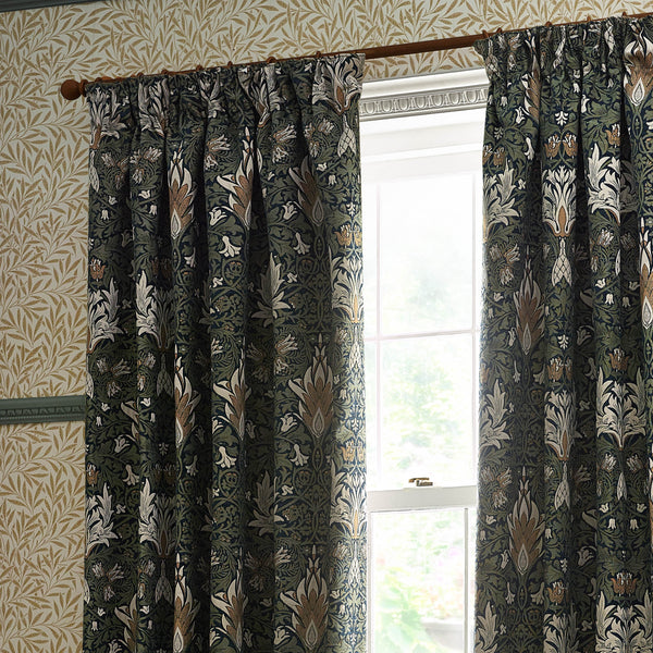 Snakeshead 117x137 Pencil Pleat Curtains Indigo & Leaf - view 5