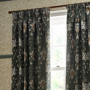 Snakeshead 167x182 Pencil Pleat Curtains Indigo & Leaf - view 5