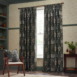 Snakeshead 228x137 Pencil Pleat Curtains Indigo & Leaf - view 3