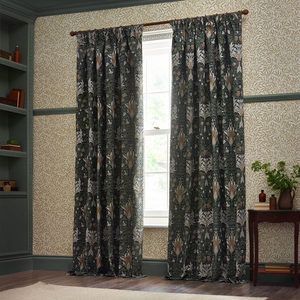 Snakeshead 228x228 Pencil Pleat Curtains Indigo & Leaf - view 7