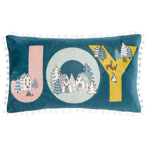 Snowy Village Joy 30x50 Feather Filled Cushion Multi