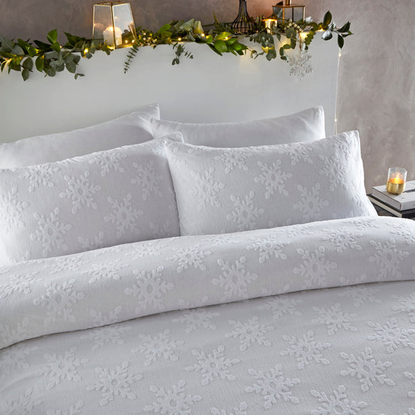 Snowflake Tufted King Size Duvet Set White - Riva