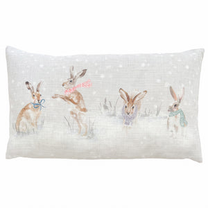 Snowy Hares 30x50 Feather Filled Cushion - view 2