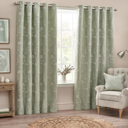 SOPHIA 168X137 EYELET CURTAIN SAGE