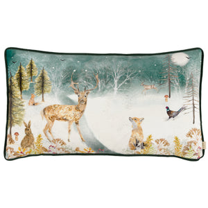 Stag Winter Scene 30x50 Feather Filled Cushion Multi - view 2