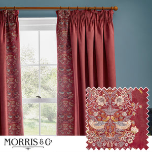 Strawberry Thief Embroidery 167x137 Pencil Pleat Curtains Berry - view 2