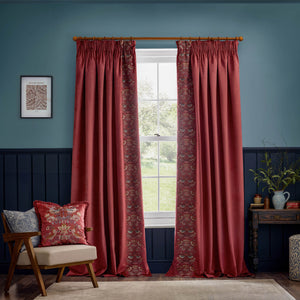 Strawberry Thief Embroidery 167x137 Pencil Pleat Curtains Berry - view 3