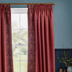 Strawberry Thief Embroidery 167x137 Pencil Pleat Curtains Berry - view 4
