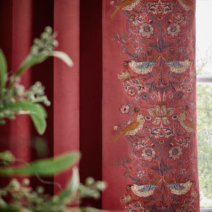 Strawberry Thief Embroidery 167x137 Pencil Pleat Curtains Berry - view 5