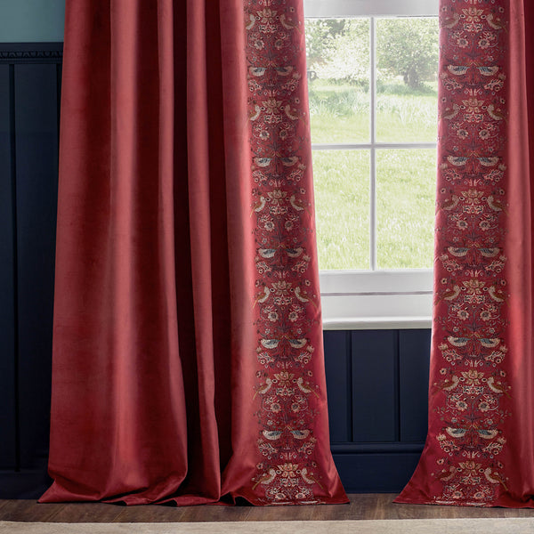 Strawberry Thief Embroidery 167x137 Pencil Pleat Curtains Berry - view 6