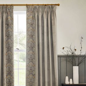 Strawberry Thief Embroidery 167x228 Pencil Pleat Curtains Biscuit - view 4