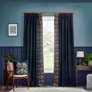 Strawberry Thief Embroidery 167x228 Pencil Pleat Curtains Indigo - view 3