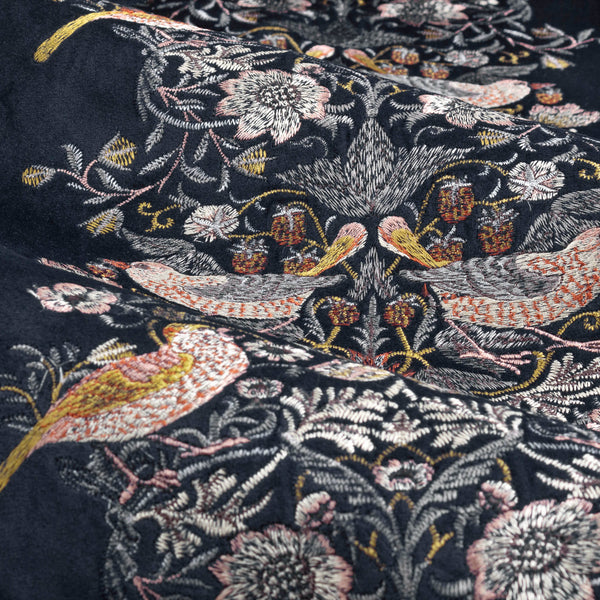 Strawberry Thief Embroidery 167x228 Pencil Pleat Curtains Indigo - view 7