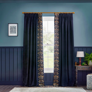 Strawberry Thief Embroidery 228x228 Pencil Pleat Curtains Indigo - view 8