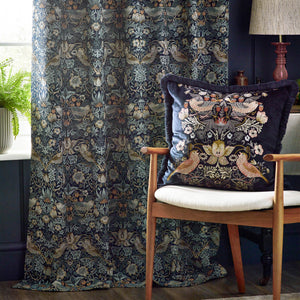 Strawberry Thief Jacquard 167x228 Pencil Pleat Curtains Indigo - view 5