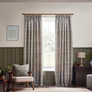 Strawberry Thief Jacquard 228x182 Pencil Pleat Curtains Biscuit - view 3