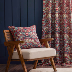 Strawberry Thief Jacquard 228x228 Pencil Pleat Curtains Berry - view 5