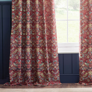 Strawberry Thief Jacquard 228x228 Pencil Pleat Curtains Berry - view 6