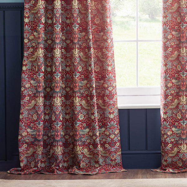 Strawberry Thief Jacquard 228x228 Pencil Pleat Curtains Berry - view 6