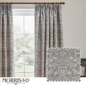 Strawberry Thief Jacquard 228x228 Pencil Pleat Curtains Biscuit - view 2