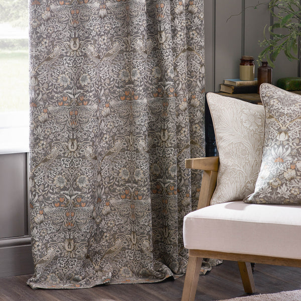 Strawberry Thief Jacquard 228x228 Pencil Pleat Curtains Biscuit - view 5