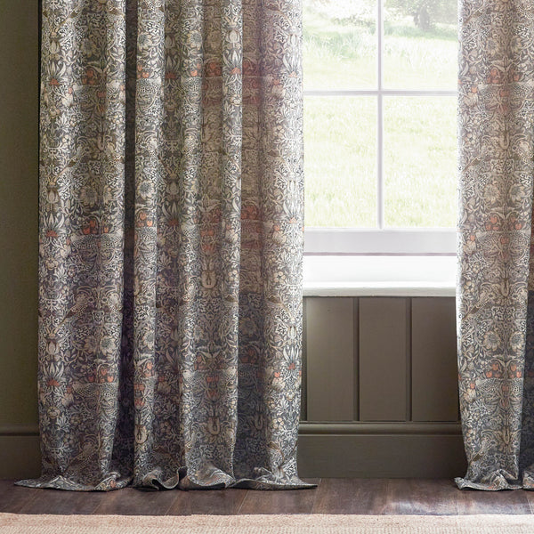 Strawberry Thief Jacquard 228x228 Pencil Pleat Curtains Biscuit - view 6