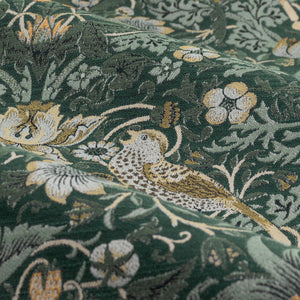 Strawberry Thief Jacquard 228x228 Pencil Pleat Curtains Forest Green - view 7