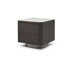 Coin Bedside Table - Smoke Oak & Marble - Tommy Franks