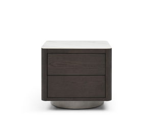 Coin Bedside Table - Smoke Oak & Marble - Tommy Franks