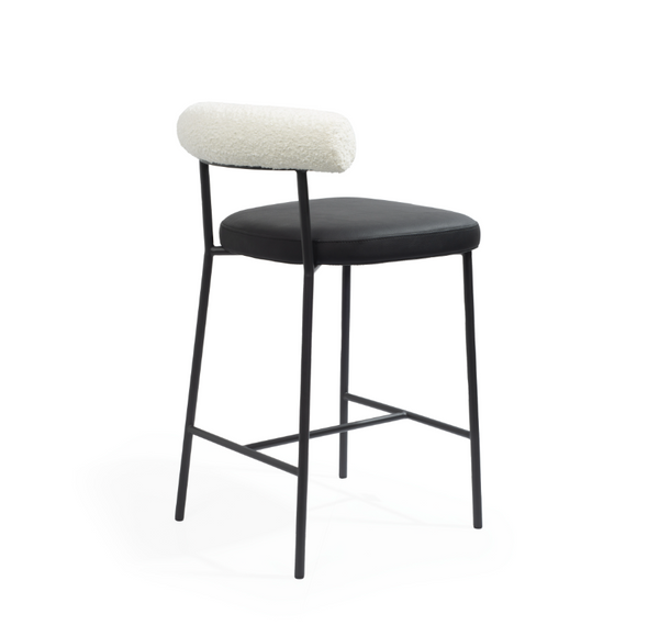 Alita Stool - Mustang Black & Chex Bouclé Polar - Tommy Franks