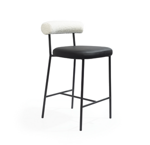 Alita Stool - Mustang Black & Chex Bouclé Polar - Tommy Franks