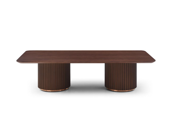 Lantine Coffee Table - Double Pedestal - Walnut - Tommy Franks