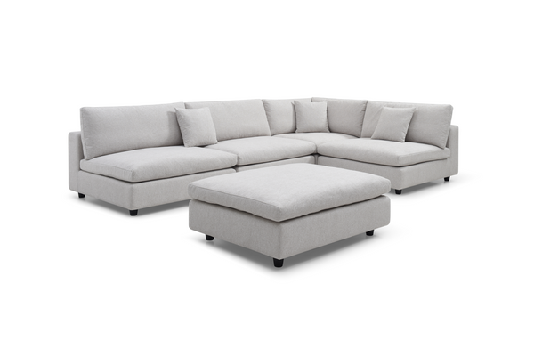 Blanco 5 Piece Modular Sofa - Avery Velour Cream - Tommy Franks