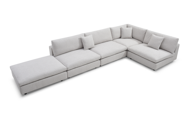 Blanco 5 Piece Modular Sofa - Avery Velour Cream - Tommy Franks
