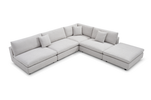 Blanco 5 Piece Modular Sofa - Avery Velour Cream - Tommy Franks