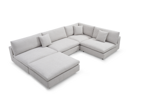 Blanco 5 Piece Modular Sofa - Avery Velour Cream - Tommy Franks