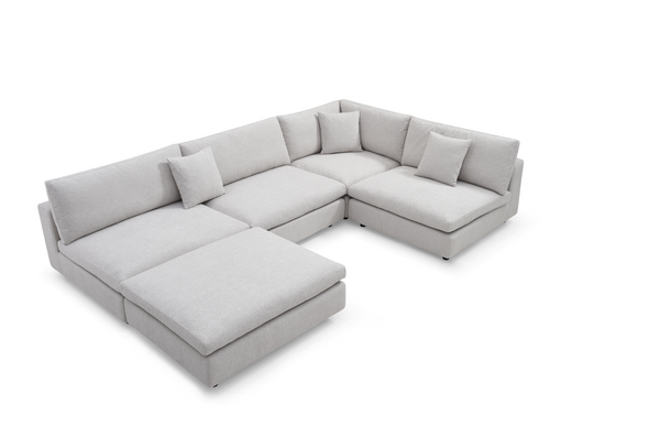 Blanco 5 Piece Modular Sofa - Avery Velour Cream - Tommy Franks