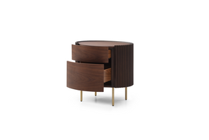 Lantine Bedside Table - Walnut & Brass - Tommy Franks