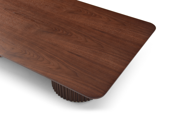 Lantine Coffee Table - Double Pedestal - Walnut & Brass - Tommy Franks