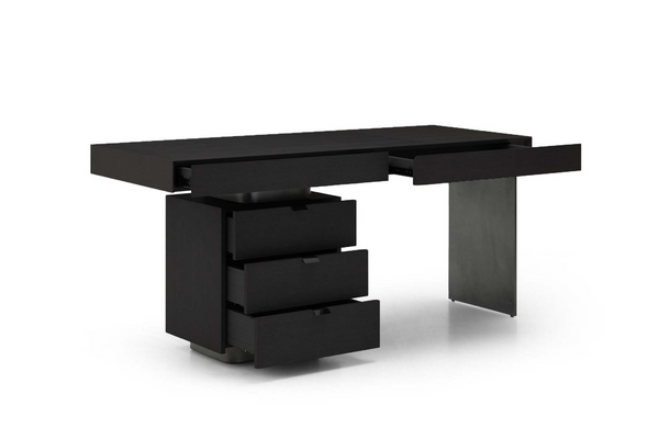 Oston Desk - Smoke Oak - Left Hand Drawers - Tommy Franks