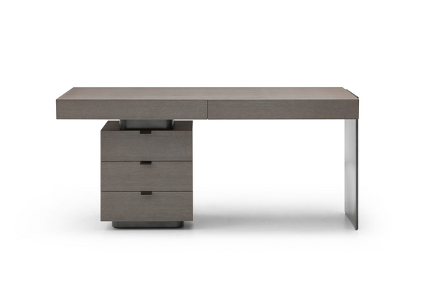 Oston Office Desk - Grey - Left Hand Drawers - Tommy Franks
