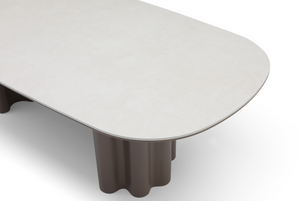 Moon Dining Table - 240 - Cocoa & Cream Ceramic - Tommy Franks