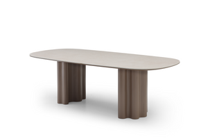 Moon Dining Table - 240 - Cocoa & Cream Ceramic - Tommy Franks