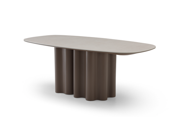 Moon Dining Table - 200 - Cocoa & Cream Ceramic - Tommy Franks