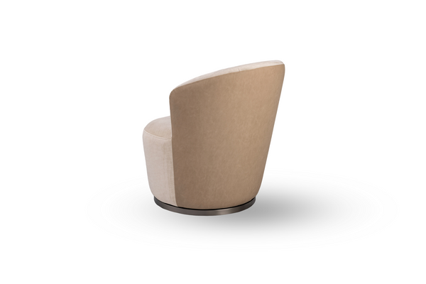 Derry Swivel Chair - Bella Velour Cream & Taupe - Tommy Franks